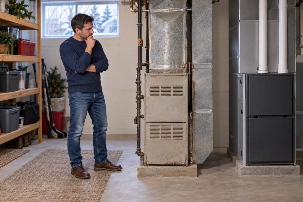 Ontario homeowner deciding whether to repair or replace a furnace